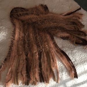 Knit scarf 6 ft with fringe.